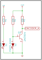Circuit diagram of the opto-encoder to logic signal converter.
